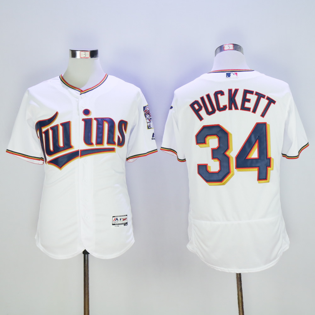 Men Minnesota Twins #34 Puckett White MLB Jerseys->minnesota twins->MLB Jersey